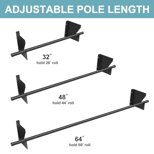 Adjustable Paper Roll Holder Wall Mounted 28 to 60 Inch, Black - Image 4