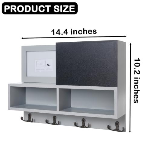 Wall Key and Mail Holder with Chalkboard & Magnetic Photo Frame - Image 4