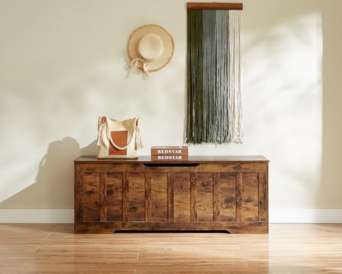 51.2"Storage Chest Extra Large,Wooden storage bench(Rustic Brown) - Image 3