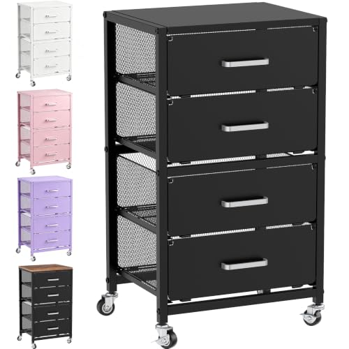 4-Drawers Metal Rolling Cart, Utility Storage Cart with Wheels - Image 2