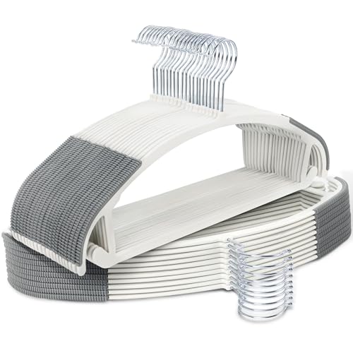 30 Pack Slim Plastic Clothes Hangers, Ultra-Slim Non Slip Rubber - Image 2