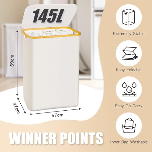 Hampers for Laundry Basket with Lid, 145L Large Laundry Hamper 3 - Image 5