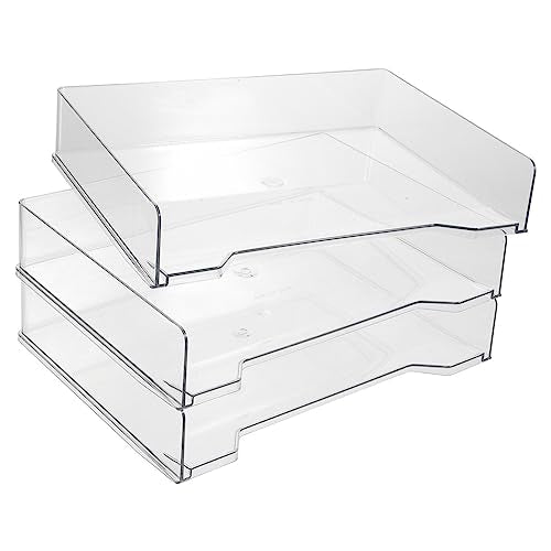 3 Tier Acrylic Stackable Letter Tray Clear Acrylic Tray Document - Image 3