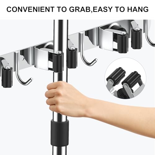 nacena 2 Pack Broom Holder Wall Mount Mop Hanger, Stainless Steel - Image 7