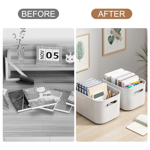 ORGIDOL 6 Pack White Storage Bins with Lids Stackable Storage - Image 8