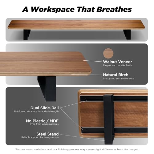 ULTRARM Moodular Wooden Monitor Stand Desk Organizer, Large 45.6" - Image 4