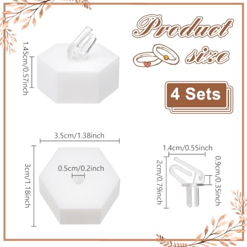 AHANDMAKER 4 Pcs Acrylic Ring Holder Stand Hexagon Ring Display - Image 3
