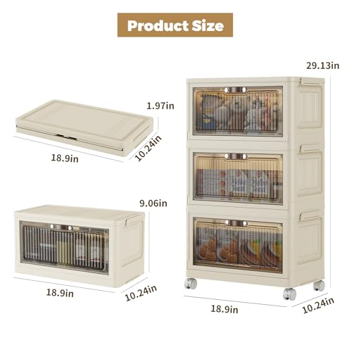 3 Tier Stackable Storage Bins with Lids, Storage Cabinet - Image 3