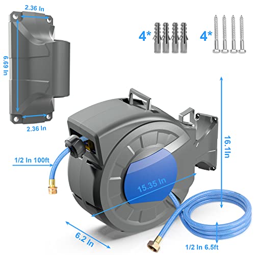 REDUCTUS Retractable Garden Hose Reel Wall Mount 1/2" x 100 ft + - Image 3