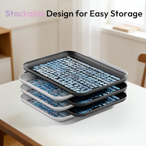 Anti-Slip Jigsaw Puzzle Sorting Trays – 6 Mixed (Black & - Image 6
