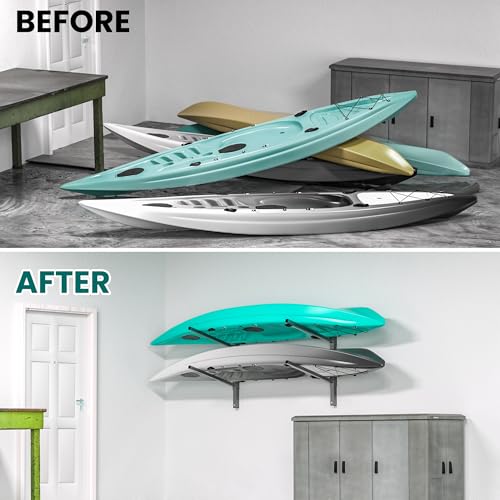 Wall Mounted Kayak Storage Rack, Adjustable Holder for 2 Kayaks - Image 7