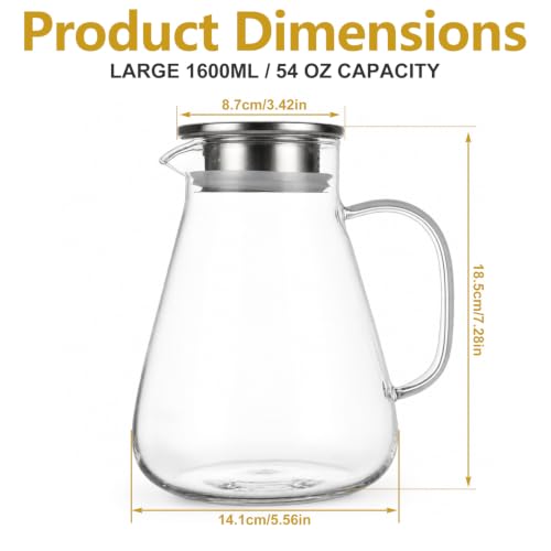 54OZ/1600ML One-Touch Glass Teapot Stovetop with Stainless Steel - Image 3