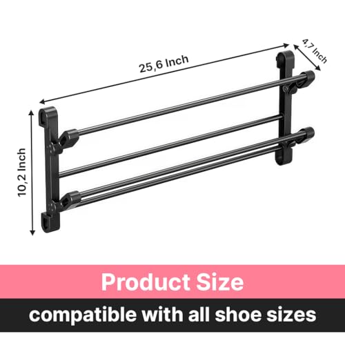 Foldable 26-Inch Wall Mounted Shoe Rack Organizer, Holds 6 Pairs - Image 3