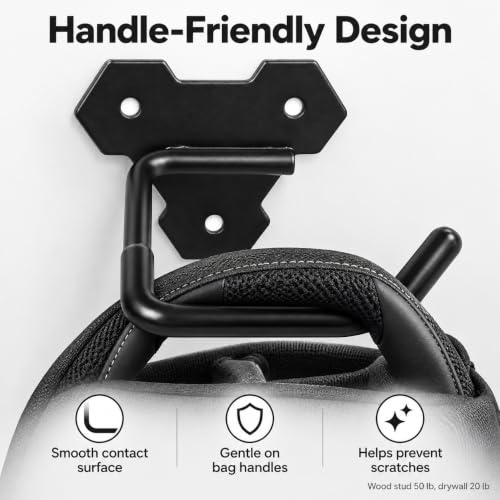 Wall Mounted Golf Bag Hooks for Garage, Bag Holder | Garage Storage - Image 5