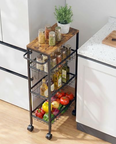 Rolling Utility Cart, 4-Tier Slim Narrow Storage Cart with Wheels - Image 2