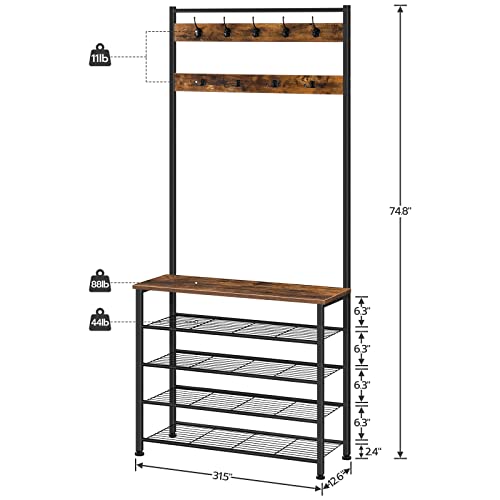 HOOBRO Hall Tree, Coat Rack with Shoe Rack, Hall Tre | Home Organizati - Image 5