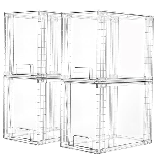 Vtopmart 4 Pack Clear Stackable Storage Drawers,9.7" High Plastic - Image 2