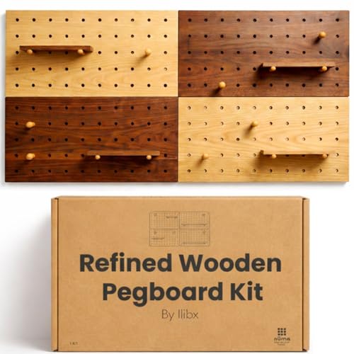 Wooden Pegboard Wall Organizer 2-Tone Kit, 4 Panels - Image 2