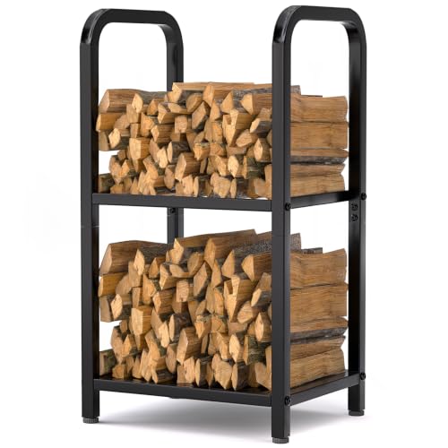 Firewood Rack Outdoor Indoor, 2-Tier Heavy Duty Metal - Image 2