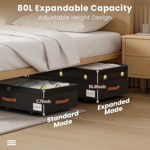 Adjustable Under Bed Storage with Wheels for Clothes - Image 4