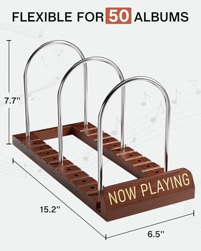Now Playing Vinyl Record Holder Storage Fits 50 LPs, Gift Package - Image 3