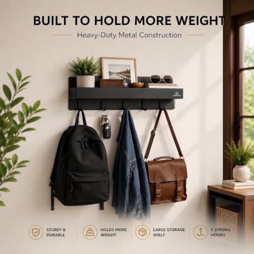 Modern Large Wall Mounted Key Holder with Deep Shelf - Image 6
