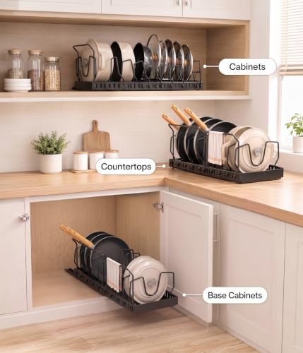 Pots and Pans Organizer Under Cabinet, 10 Dividers Pull - Image 5