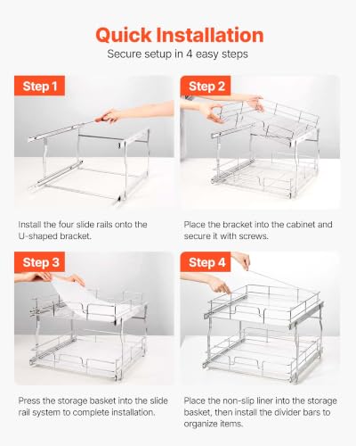 VEVOR 2 Tier Pull Out Cabinet Organizer 20" W x 21.22" D - Image 7