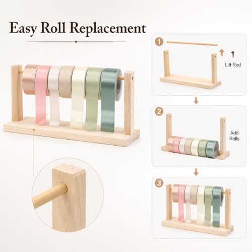 Craft Ribbon Storage Organizer Wooden Ribbon Holder - Image 3