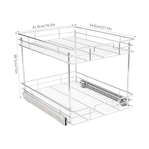 Pull Out Cabinet Organizer,Narrow Cabinet 2-tier Iron Shelf w/One - Image 4