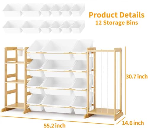 Toy Storage Organizer with Bookshelf and Stuffed Animal - Image 3