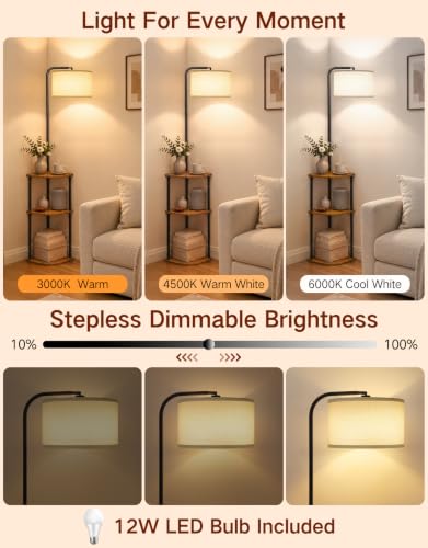 Corner Floor Lamp with Table, Standing Lamp with Side Table - Image 4