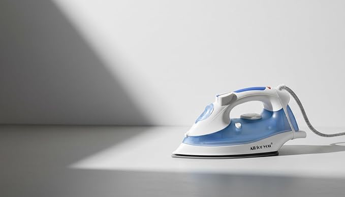 J&V TEXTILES Steam Iron with Ceramic Soleplate, Adjustable Temperature Control, Burst Steam Function, Anti-Calc System, Self-Clean Feature for All Fabrics (Blue)