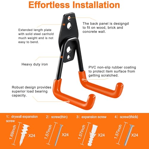 HUPBIPY 12 Pack Garage Hooks Heavy Duty, Wall Mount Ladder Hooks - Image 4
