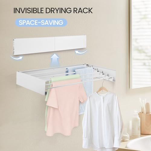 Wall Mounted Laundry Drying Rack, Carbon Steel Foldable & - Image 5