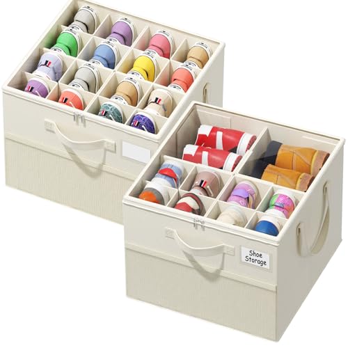 Plus Size 2 Pack Shoe Organizer for Closet, Foldable Shoe Storage - Image 2