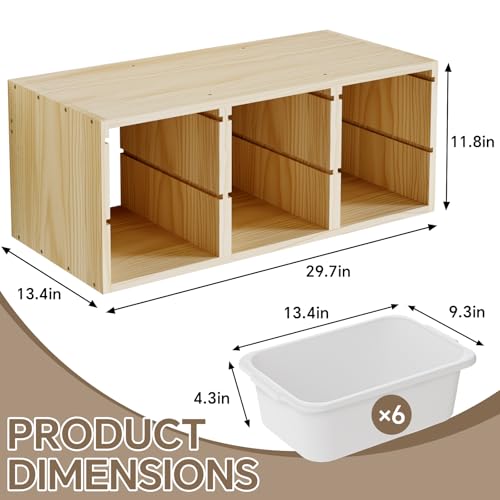 Solid Wood Montessori Wall Mounted Toy Organizer with 6 - Image 3