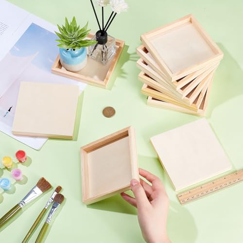 OLYCRAFT 10 Pack Wood Puzzle Tray 4.7x4.7 Inch Unfinished - Image 3