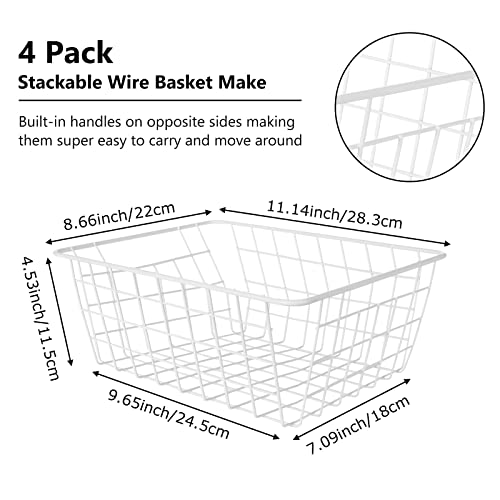 4 Pack Deep Freezer Organizer Bins Stackable Wire Basket - Image 3
