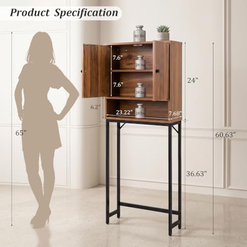 Over The Toilet Storage Cabinet with Fluted Doors - Image 3