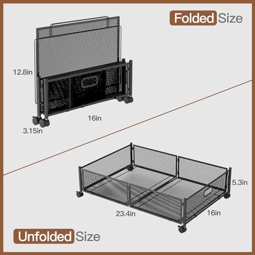 Under Bed Storage with Wheels, Foldable Metal Mesh | Home Organization - Image 4