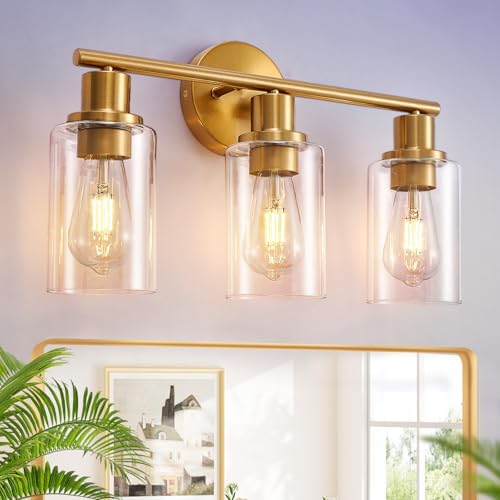DLLT 3-Light Bathroom Light Fixtures: Gold Modern Vanity Wall - Image 2