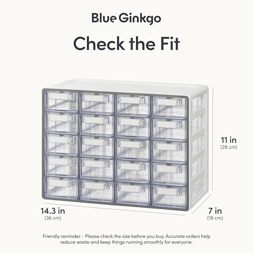 Blue Ginkgo 20-Drawer Storage Cabinet Organizer, Grey - Image 3