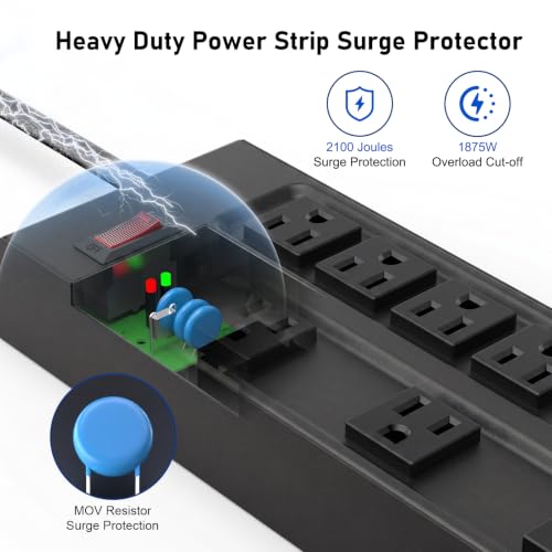 Metal Power Strip Surge Protector, 9 Outlets Heavy D | All Products - Image 4