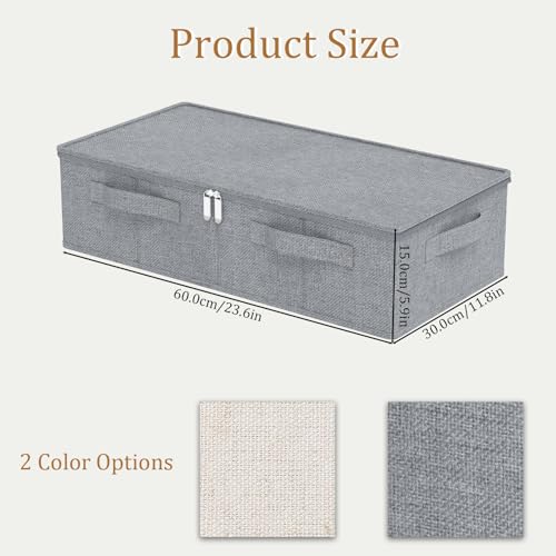Underbed Fabric Storage Box with Lids,23.6x11.8x5.9in,Grey,2 Pack - Image 7