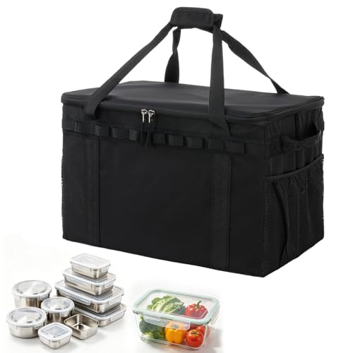 45L Tactical Camping Storage Bag with 3 Removable Dividers, Black - Image 2