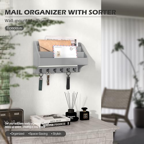 Mail Organizer Wall Mounted with Mail Slot for Home, Gray - Image 7