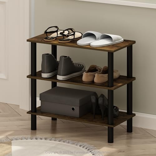 Furinno Turn-N-Tube 3-Tier Toolless Narrow Shoe Rack, Amber Pine - Image 3