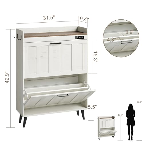 ChooChoo Shoe Storage Cabinet with 2 Flip Drawers and Deodorizer - Image 3