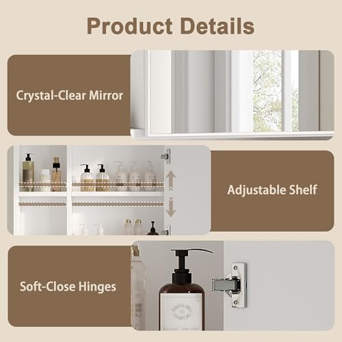 ChooChoo Bathroom Wall Mirror Cabinet, Medicine Cabinet - Image 4
